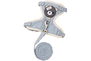 PEXXSUII Harnais de Gilet Respirant, Harnais de Poitrine en Maille avec Laisse pour Chats, Lapins, Petits Chiens, Harnais Souple réglable, Harnais léger pour Chat, Harnais pour Chiot
