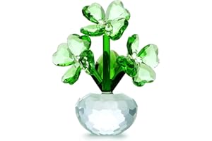 YU Feng Trébol de Cuatro Hojas Flores de Cristal Ornamento Regalos Figuras de Cristal Artesanal Facetado Decoración Floral