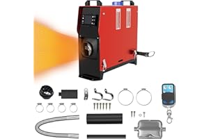 Aufun 8KW Calentador de Aire Diésel, 12 V Calefacción Estacionaria Diésel con Control Remoto, Interruptor LCD para automóvil RV Barco Camión Autocaravana Autobús (Rojo)