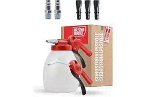 Sandstrahlpistole | Soda Strahlpistole | Sandstrahlgerät | für alle gängigen Sandstrahlmittel | für Kompressoren | Starter-Set mit 3 Breitdüsen und Ausblaspistole | mr. soda blaster