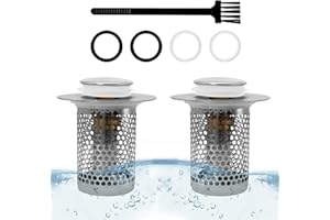 Releywell 2 Pezzi Filtro Lavandino Bagno con molla, Di 34-40mm Tappo Lavandino Bagno,Pop Up Per Il Foro Di Drenaggio Raccogli Capelli Lavandino(50MM)