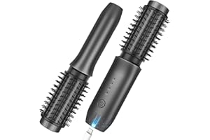 ITAYGA Brosse de fer à friser sans fil, nouvelle mini brosse de fer à friser de voyage portable pour femmes, brosse de fer à friser à ions négatifs rechargeable par USB 7000mAh, Noir