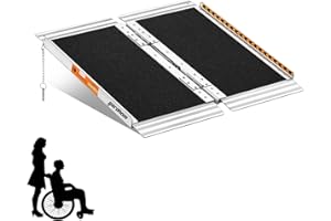 ‎GARDHOM Rollstuhlrampe 61CM, gardhom Max. 362KG Ladekapazität Anti-Rutsch Alu Klapprampe für Rollstuhlfahrer oder Rollator, Schwellenrampe für Heimtreppen Treppen Türen Mobilitätsroller