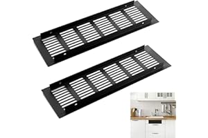 Alriedy 2x Lüftungsgitter Schwarz Aluminium 250x80mm-lüftungsgitter Kühlschrank,Belüftungsgitter Für Schränke/Küche/Badezimmer, Stilvoll Und Praktisch Einfach Montierbar