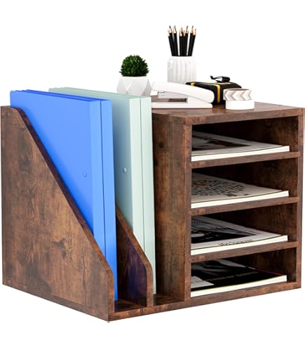 keivmlvt Handmade Wooden File Racks: Desk Organizers, File Holders and Bookends Set - Perfect for Office Storage and Desk Tidying