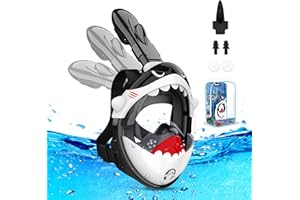 URMAXS Maschera da Snorkeling per Bambini a Forma di Squalo，Mare Maschere Subacquea 180° Visuale Panoramica Immersioni Anti Appannamento e Infiltrazioni Design