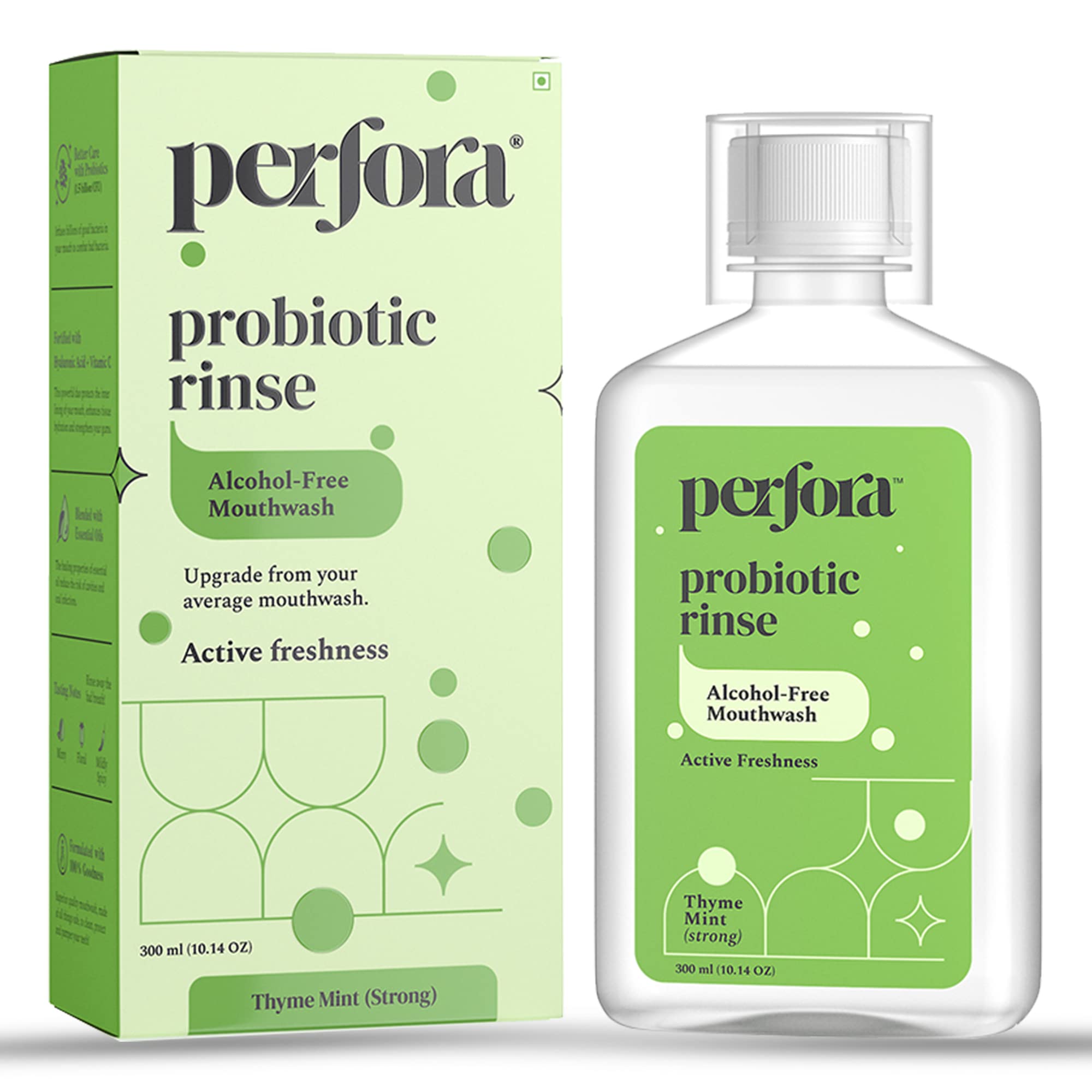 Perfora Thyme Mint Mouthwash | Vitamin C Mouth Freshener For Dental Hygiene & Fresh Breath | No Artificial Flavors & Colors |