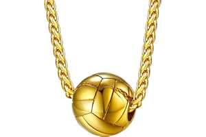 FaithHeart Collier Sport Homme Pendentif Football/Basket-Ball/Volley-Ball/Rugby Acier Inoxydable/Or/Noir avec Chaîne 55+5 cm,Bijoux Sport pour Ado Garçon Femme (Boîte Cadeau)