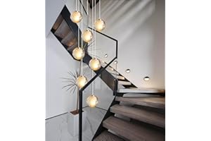 H.W.S Lampa wisząca LED, szklana, kryształowa, lampa wisząca, dekoracyjny nowoczesny żyrandol do willi, schodów, salonu, jadalni, sypialni, lampa sufitowa (7 świateł)