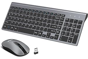 LeadsaiL Wireless Keyboard and Mouse Set, Wireless USB Mouse and Compact Computer Keyboards Combo, QWERTY UK Layout for HP/Lenovo Laptop and Mac