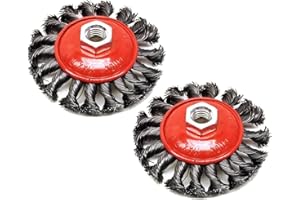 GRABACZ 2x Cepillos Cónicos para Amoladora 115mm de Diámetro , Rosca m14 . Alambre Anudado . Juego Cepillo Metalico Cónico Cepillo de lija Trenzado