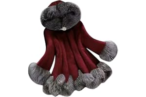 L9WEI Damen Pelzmantel Elegant Wintermantel Warme Kunstpelz Flauschige Winter Mantel Frauen Kuschelig Fellmantel mit Kapuze