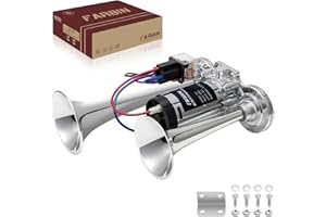 ‎FARBIN Hupe 12v Elektrische Lufthorn Hupe Kompressor Drucklufthorn Single Trompete Chrom Zink Dual Trompete Air Horn mit Kompressor für alle 12V Fahrzeuge LKW Lörries Züge Boote Cars Vans FARBIN