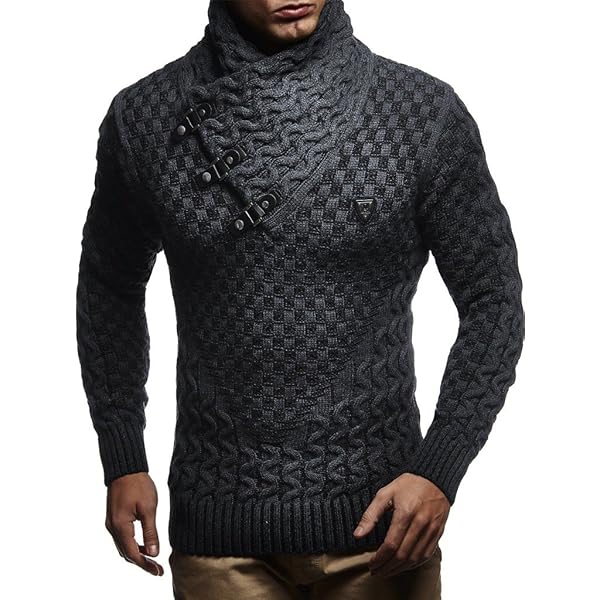 Leif Nelson Coltrui voor heren, gebreide trui - coole herentrui met rolkraag - dunne gebreide herentrui winter en zomer, rood-bruin, S
