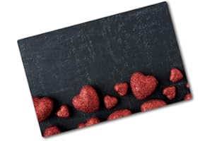 Tulup Tagliere Vetro Temperato - 80x52cm - Copri Piano Cottura - Cuore Lavagna