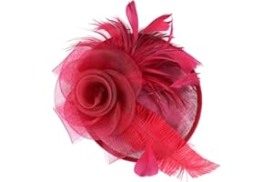 LONTG Fascinator Damen Frauen Braut Haarschmuck aus Mesh Federn Pillbox-Hut elegant Netzschleier vintage Headwear Haar Accessoire Kopfbedeckung Blumen Stirnband für Karneval Tea Party Cocktail Cosplay