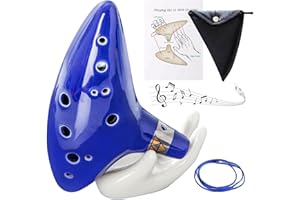 Nizirioo Ocarina, 12 Hoyos Alto C Ocarina, Instrumento Musical Ocarina Azul Con Soporte, Bolsa Protectora, Cordón De Cuello Y Instrucciones El Mejor Regalo Para Familia Y Amigos (Azul)