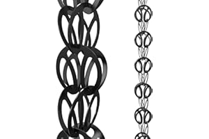 Rain Chains Direct Modern Loop, 8.5 Feet Length, Aluminum, Black Powder Coated, Functional and Decorative Replacement for Gutter Downspouts