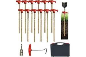 JAMHEXOU 12 Pack Tent Pegs Metal Heavy Duty Camping Pegs - Awning & Rock Peg for Hard Ground, Camping, Tents, Tarpaulin (orange)