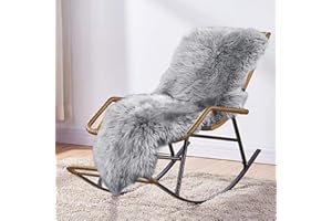 ‎MH MYLUNE HOME MYLUNE HOME Lammfell Teppich Schaffell echt groß 170X60cm schafsfelle grau weiche und Flauschige Decke Sitzfell Bett-Vorleger oder Matte für Wohnzimmer Stuhl Sofa