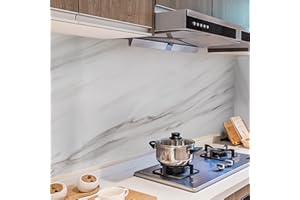 Surmounty Fliesenaufkleber Deko Folie 500x60cm, PVC Fliesensticker Fliesen Folie, selbstklebende Tapete Aufkleber Klebefolie, Wandfliese Sticker für Küche, Schrank, Möbel, Tisch