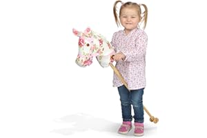 Pink Papaya Cheval bâton, Hobby Horse avec Mignonne tête de Cheval en Peluche avec Effet sonore (hennissement et Bruit de Galop)