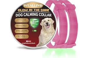 WEALLIN Collare Calmante per Cani, Si Illumina al Buio Anti-Ansia Collare Calmo per Cani, Regolabili e Impermeabile 60 Giorni Collare Calmante per Cuccioli Cani di Grossa Taglia(2pz, Rosa Caldo