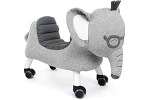 Little Bird Told Me - Cuthbert Elephant Ride On Animal Toy, Soft Animal Wheely Toy for Toddlers, Indoor & Nursery Play, Sturdy Wooden Frame, Supportive Seat