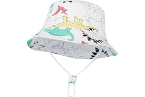 EOZY Chapeau Bob Coton Naissance Bébé Fille Garçon Solaire Anti-UV UPF50+ Casquette Pliable Été Cartoon Animal Mignon Voyage Outdoor