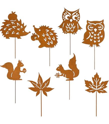 Edelrost Häuser 3er Set - Rustikale Gartenstecker Aus Metall Für Draußen