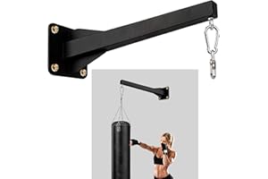 VANROUG Schwerer Boxsack-Wandhalter, robuste Boxsack-Wandhalterung für Heimtraining, Fitness, MMA-Training, inklusive Montagematerial, drehbarer Haken mit 360 Grad, mattschwarz