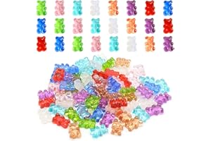 OVBOVA 80 Piezas Oso de Resina Colgante de Oso Gomoso Colorido Encantos de Oso de Caricatura,llaveros de oso de dibujos animados,collar,encanto,accesorios de pulsera para niños DIY Craft(8 colores)