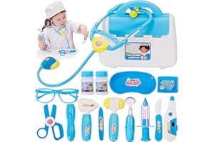 BUYGER Maletin Medico Infantil, Doctora Juguetes Medicos con Estetoscopio Electrónico Termómetro, Kit Medicos Niños, Regalo de Juguete de Roles para Niños Niña 3 4 5 Años