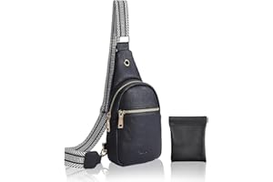 Uirheurd Sac De Poitrine Femme Sac à Dos Bandoulière Sling Bag Sacoche Femme Bandoulière Cuir Sac De Ceinture En Cuir Pu Chic Sac De Poitrine Femme Sling Bag Imperméable Pour Randonnée Noir