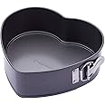 MasterClass 22.5 cm Heart Shaped Cake Tin with Loose Base, Springform Clasp & PFOA Non Stick Coating, Robust 1 mm Carbon Steel, 9 Inch Pan