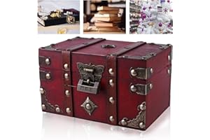 Nizirioo Cofre del tesoro de madera vintage (B)