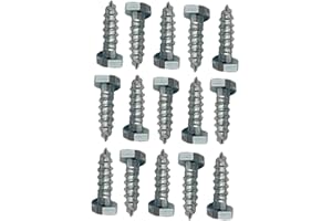 LLB M8 Coach Screws Hex Head Width 13mm Zinc Plated Steel Half Thread Self-Tapping Wood Screw Hexagon Lag Bolts Silver Long 1.18" x 0.31" (8mm x 30mm) Box of 15 pcs