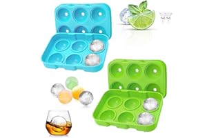 Bandejas para Hielo Silicona, Acxilexy Cubitera Hielo con Tapa, 2 Pcs 6 Molde Cubo Hielo Sin BPA, Moldes para Cubitos de Hielo Apto para Lavavajillas para Bebe Agua Cócteles Whisky