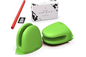 WAFE Mini Oven Gloves for Air Fryer - 2 Silicone Finger Gripper Kitchen Mitts - Heat Resistant Pinch Covers for Cooking, BBQ, Grilling - One Size Fits All Double Hand Pot Holder w/Oven Rack Protector
