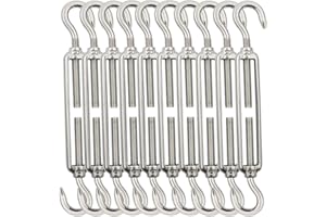 TooTaci M5 Seilspanner Edelstahl, 10 Stück C-C Spannschlösser mit Haken & Öse, 304 Edelstahl Drahtspanner Stahlseil Seilspanngarnitur – Zaunspanner für Rankhilfe, Gartendraht, Seilsystem