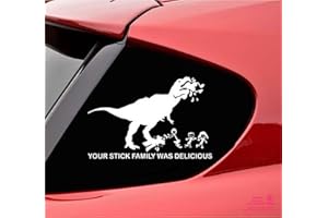ARTSTICKERS Vinyl Sticker for Car, Window, Wall, Laptop, Inspired by Family on Board, Dinosaur with Message Your Stick Family Was Delicious Spilart Sticker Gift, Regsitrada Brand
