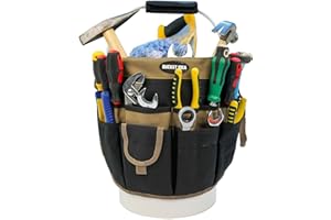 MELOTOUGH Secchio Idea Secchio Strumento Organizzatore Con 35 Tasche Adatto A Secchio Da 10 A 10 L (Cachi)