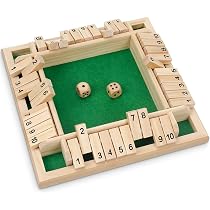 Shut The Box Brettspiel – Holz, Für 4 Spieler, Mit 2 Würfeln, Mathe-Lernspiel
