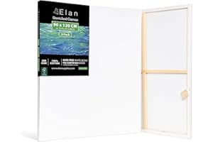 Elan Lienzos Preestirados 90x120, 3-PACK 100% Algodón Lienzos para Pintar Grandes, Canvas para Pintar 280GSM, Lienzo 90x120, Large Canvas