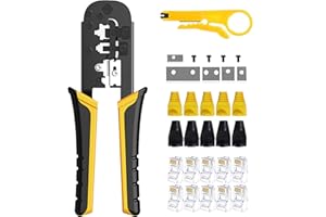 OKVNUO-TECH OKVNUO Pelador de Cables de red RJ45 CAT6 CAT5 Herramienta de Crimpado 4P/6P/8P Crimpadora Pelacables Cortadora Multifuncion Alicates Network Tool LAN Reparación Conectores(Azul)