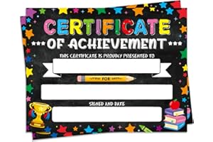 ADDUSTER 30 Pieces Certificate of Achievement Student Awards Certificates Paper Month Certificates 8.5 x 11 Inch (Star Pattern Black)