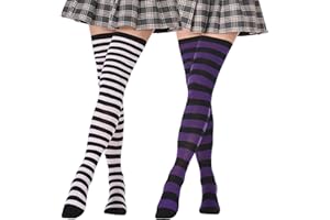 DRESHOW 2 Pary Bardzo Długi Zakolanówki dla Dziewczynek i Kobiet Naszywka Długie Skarpetki Dorywczo Rajstopy Pończochy Wysokie Skarpety Nad Podkolanówki Ogrzewacz Nóg