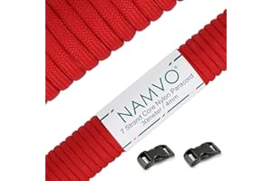Namvo 550 Paracord Mil Spec Type III 7 strand parachute cord Total Length 100ft/30 Meters Solid Color