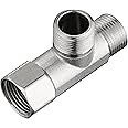 3/8 Compression Tee Valve, Standard Angle Tee Valve, 2 PCS Brass Tee Adapter 3 Way Valve Compression 3/8'' Inlet and 3/8'' Outlet, Brass Angle Stop Valve, 3/8 Add-A-Tee Valve Connector