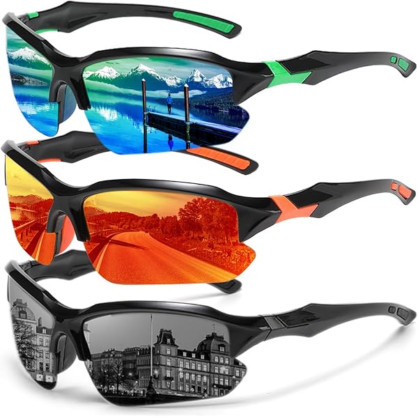 JSTHHTT 2 PCS Lunettes De Vélo Et Sport - Lunettes De Soleil Polarisé UV400 Pour Cyclisme, Course Et Plein Air Hommes Femmes